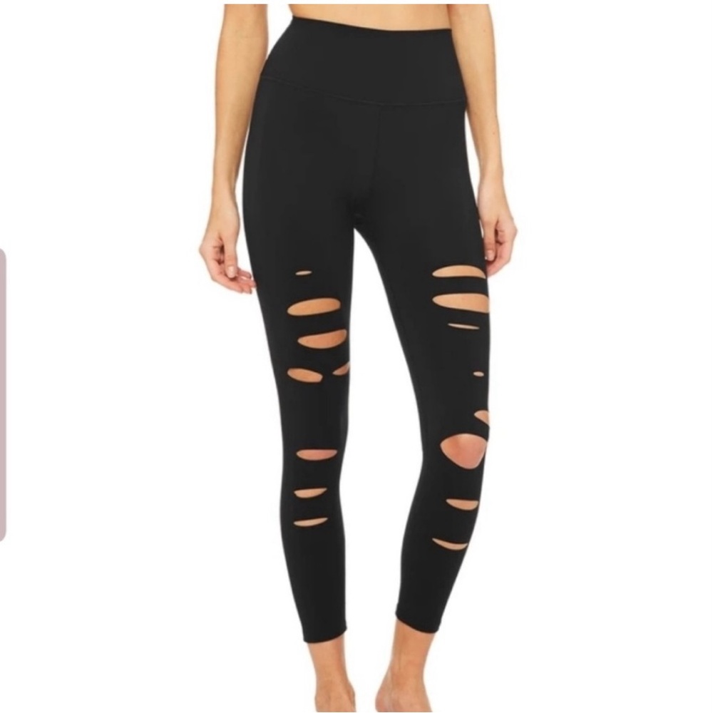 ALO Yoga High Waist Ripped Warrior Leggings Size S